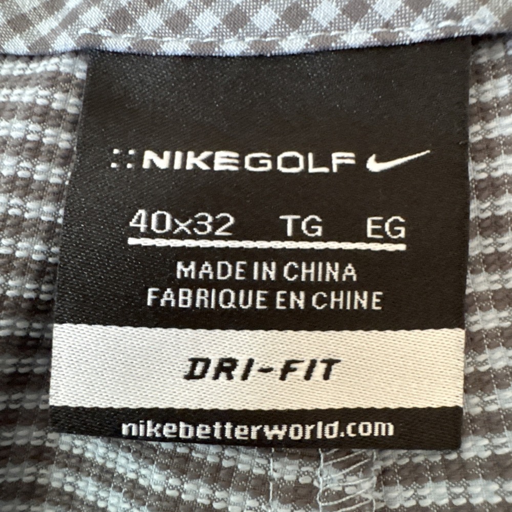 Nike Golf Checkered Gray Pants 40x32 Flat Front Dri Fit - Picture 5 of 8